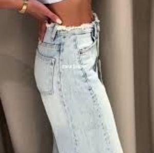 Zara frayed wide leg jeans us 2